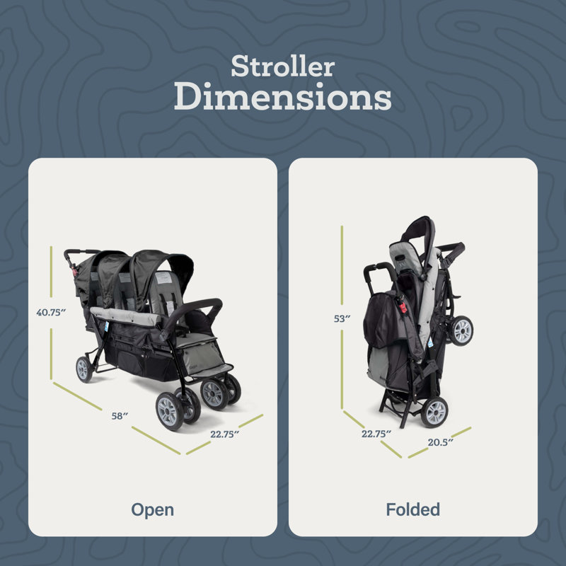Foundations Sport 3 Seat Stroller with Sun Canopy, Lime