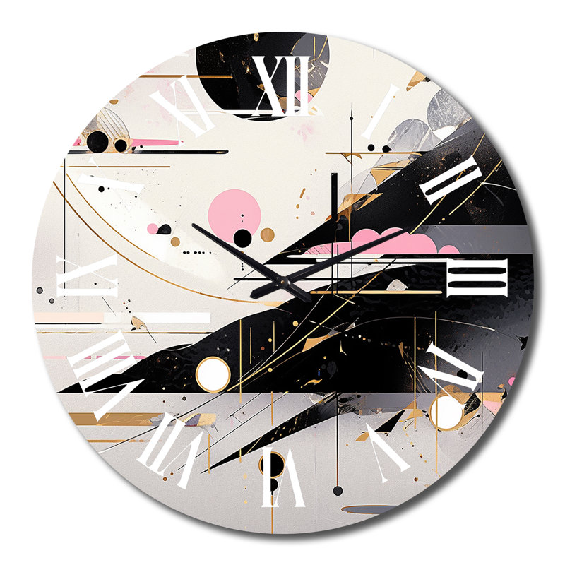 Horloge murale rose et noire, Grand