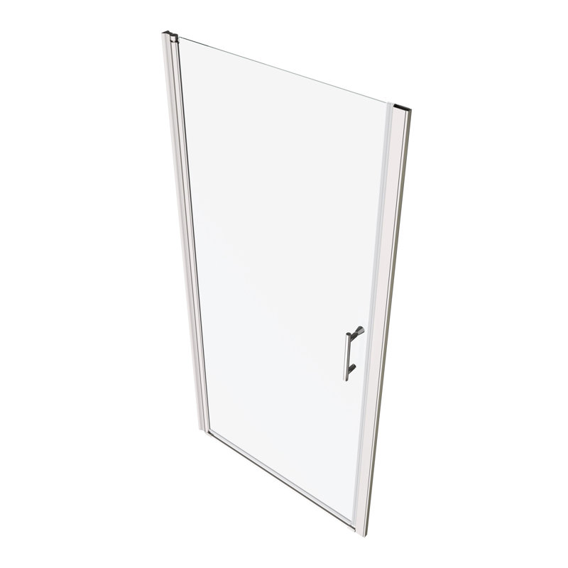 1 3/8" Adjustment,Universal Pivot Shower Door, Open Outside, With 1/4" Tempered Glass, Chrome