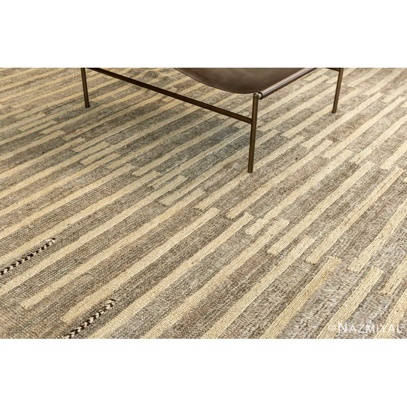 Geometric Beige Brown Modern Distressed Rug
