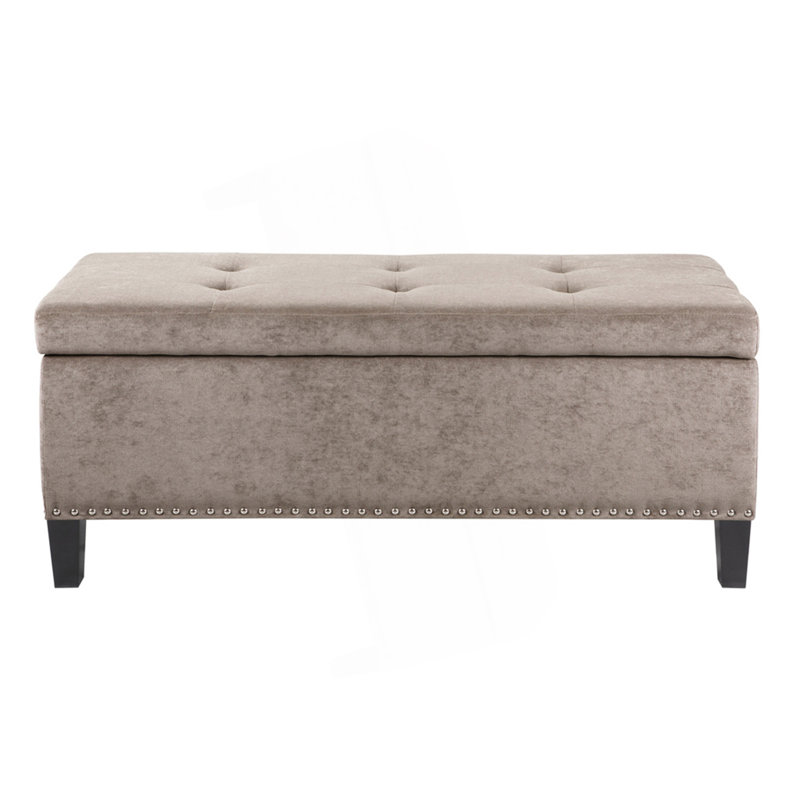 Banc de rangement touffeté à fermeture en douceur, banc pour chambre à coucher, banc pour vestibule, Taupe
