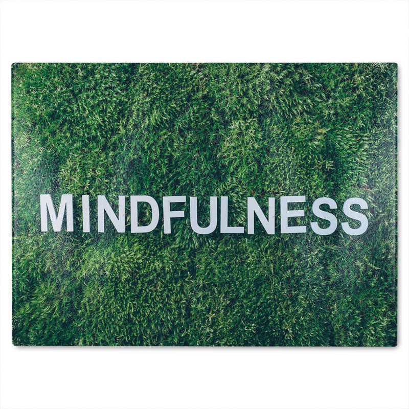 Wellness Mindfulness Designer Glass Chopping Board, 40cm L x 28cm W