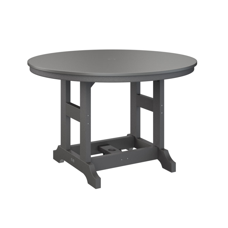 Table de bar ronde Berlin Garden, Gris fumée, Acier inoxydable martelé, H 39,5 po x l 48 po x P 48 po