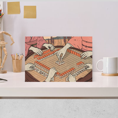 Women Playing Mahjong Abstract Traditional Vintage Landscape Nature Wall Art