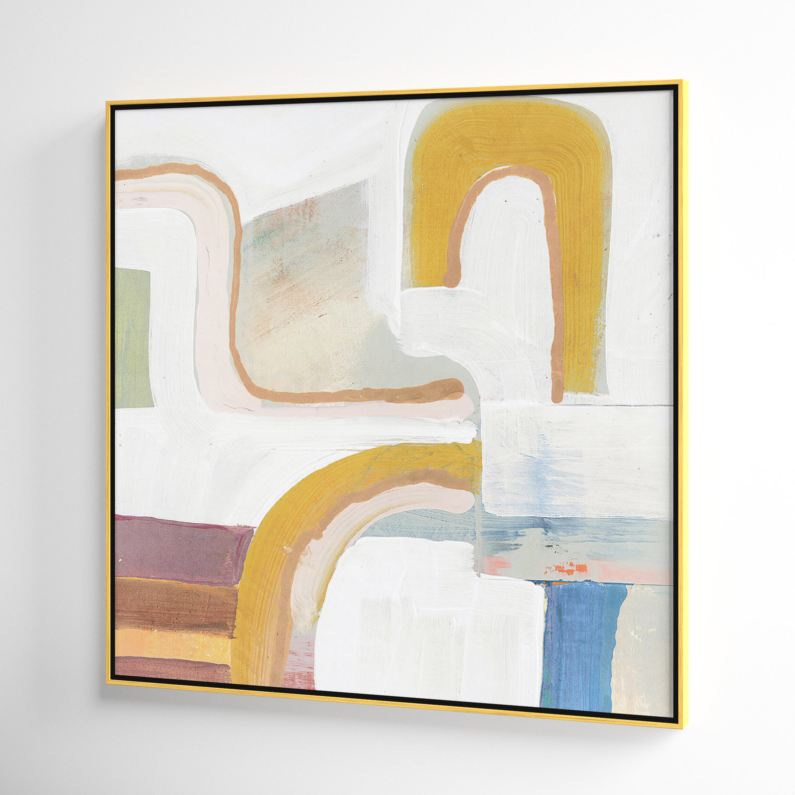 Together Again I by Cartissi - Floater Frame Painting Print on Canvas, 46.5" H x 46.5" W, Espresso