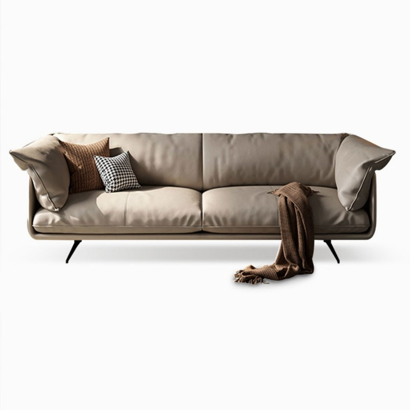 Coussin de canapé standard en cuir véritable kaki, H 33,46 po x l 70,08 po x P 38,98 po
