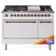 Cuisinière ILVE Nostalgie II Series 48 po à double combustible avec 8 brûleurs scellés et plaque de cuisson (propane liquide, porte pleine)-812063058-812063163