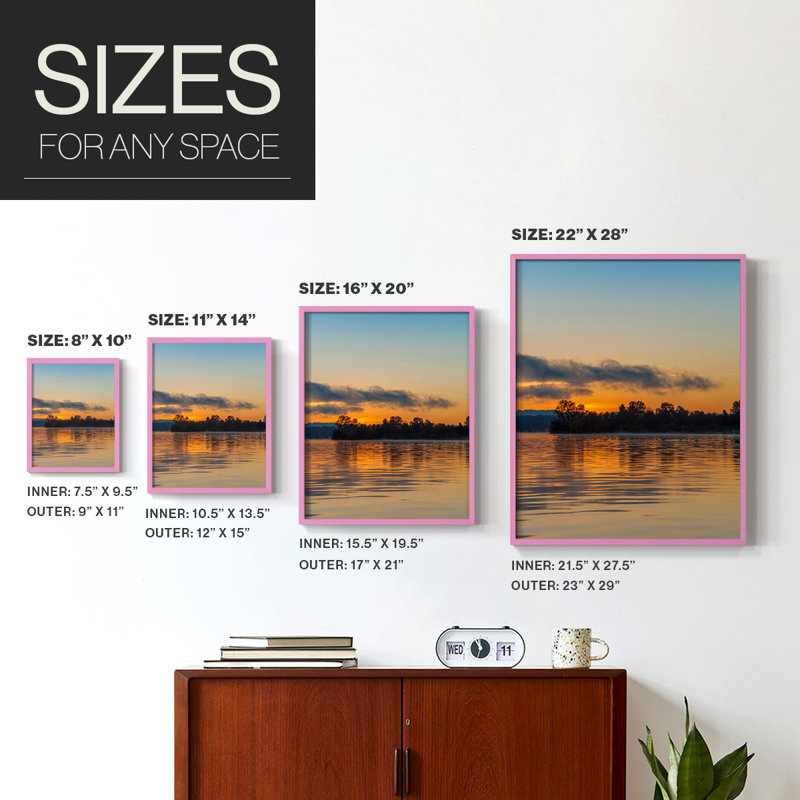 Molten Gold Framed Print - Solid Wood, Pink, 10" H x 8" W