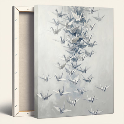 Art mural sur toile Gallery Wrap pour le salon, la chambre à coucher, le bureau ou le vestibule - décoration murale décorative avec grues en origami