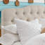Tête de lit capitonnée et capitonnée, tête de lit en bois massif avec pieds en bois, tête de lit à hauteur réglable de 34 po à 43 po, tête de lit en tissu au design moderne-579008696-579008701