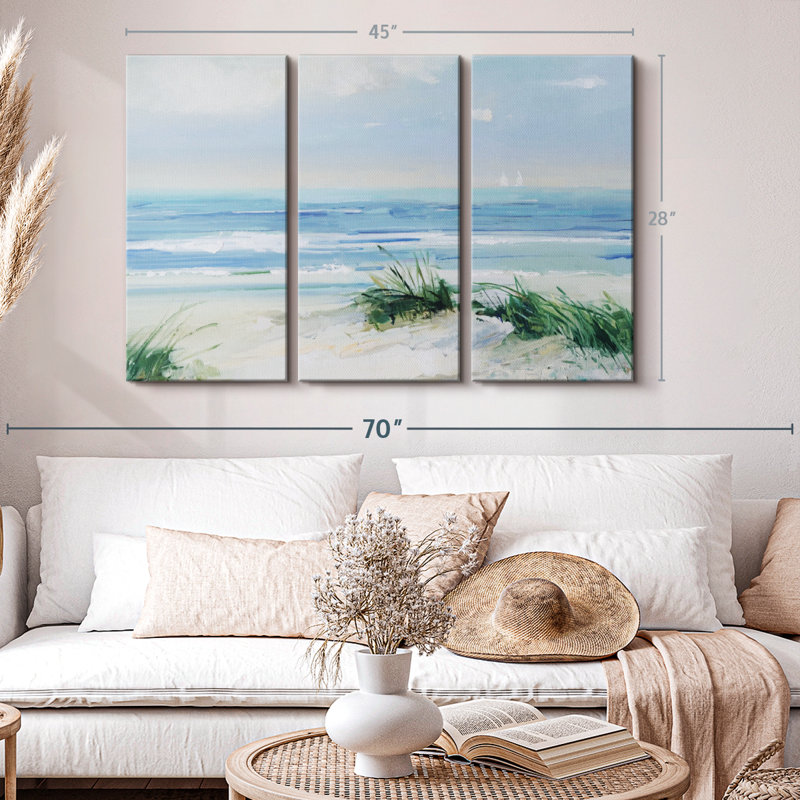 «Coastal Breezes», 3 pièces sur toile, H 28 po x l 45 po x P 1,25 po