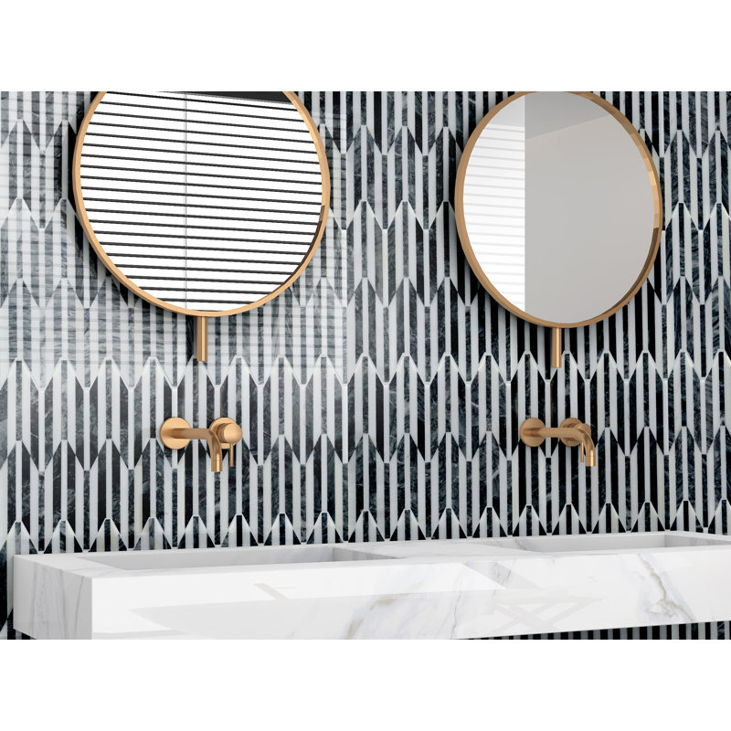 Bizou™ 10 x 12 in. Marble Decorative Accent Tile, White/Black