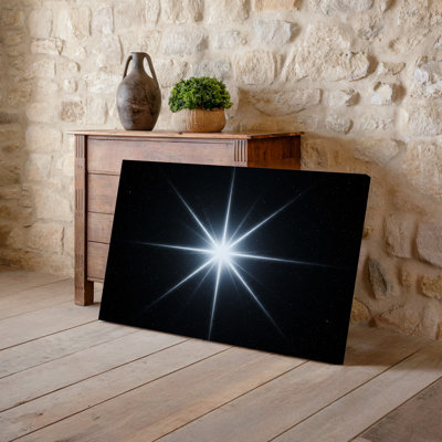 Canvas A Radiant Luminous Star At The Center Of The Composition Wall Art Emits A Brilliant White Light Casting A Mesmerizing Glow That Canvas Wall Art