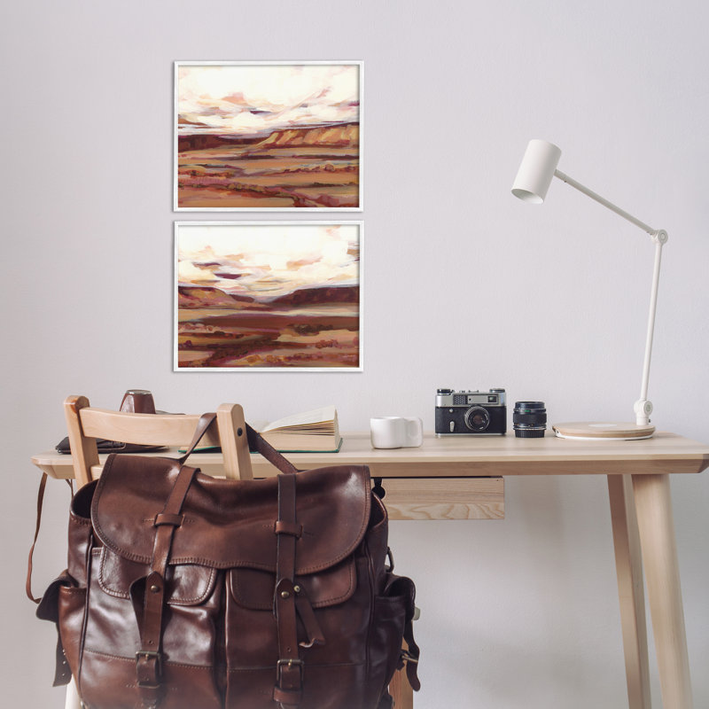 Mauve Mesa, paysage abstrait, ensemble de 2 giclées par Haley Knighten, Cadre blanc, H 11 po x l 14 po
