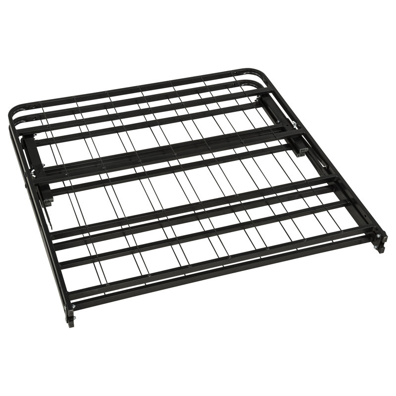 Cadre de lit plateforme pliable en métal noir Kramer pour lit simple, Lit simple