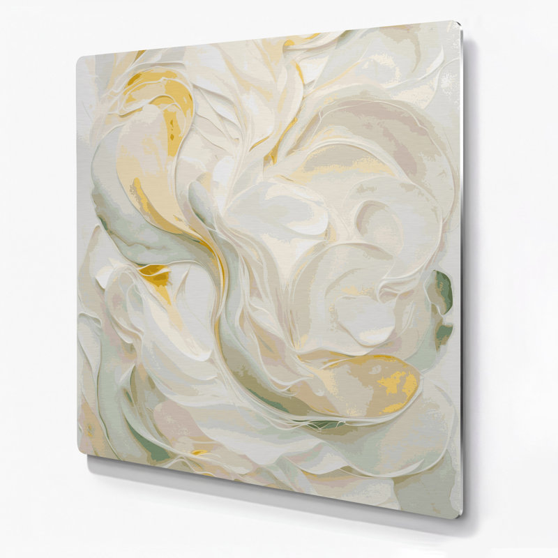 Aquarelle abstraite 63, art mural en métal beige
