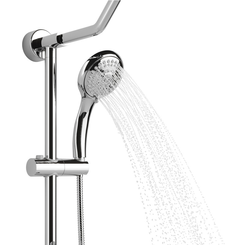 Chrome Adjustable Height Rain Shower System with Handheld