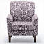 Fauteuil à motifs en mélange de polyester, structure en bois de bouleau massif avec pieds fuselés bruns, chaise d'appoint rembourrée de mousse avec garniture pour le bureau du salon