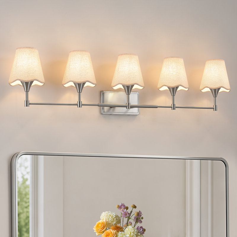 Éclairage pour salle de bain 44 lumières à intensité variable 44 "avec abat-jour en lin, 11" H x 43.7" W x 7.2" D, 5