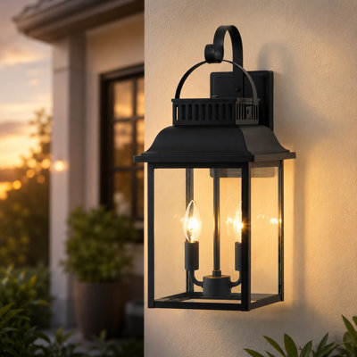 19.75"h Traditional Outdoor Wall Sconce Black
