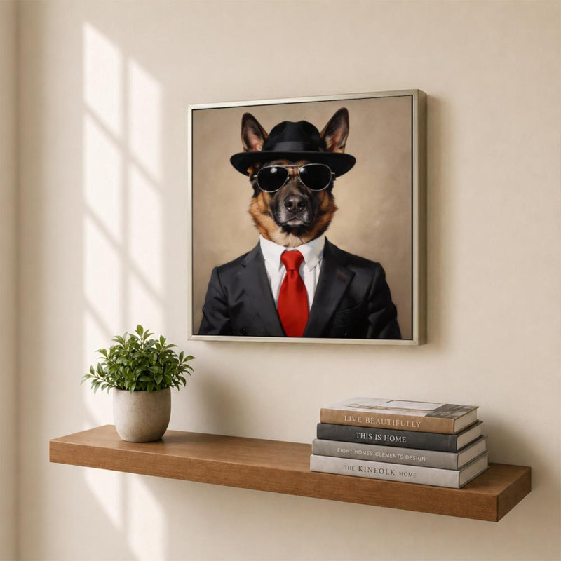 «Mr. Cool II» par CAD Designs - Impression sur toile, H 30 po x l 30 po, Cadre plat flottant, Champagne