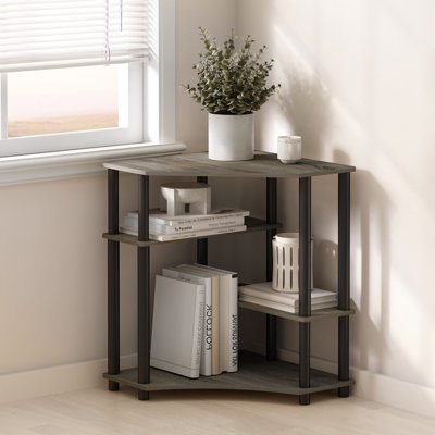 Furinno Turn-N-Tube Multipurpose Corner Shelf, Display Rack, Bookshelf, French Oak/Black
