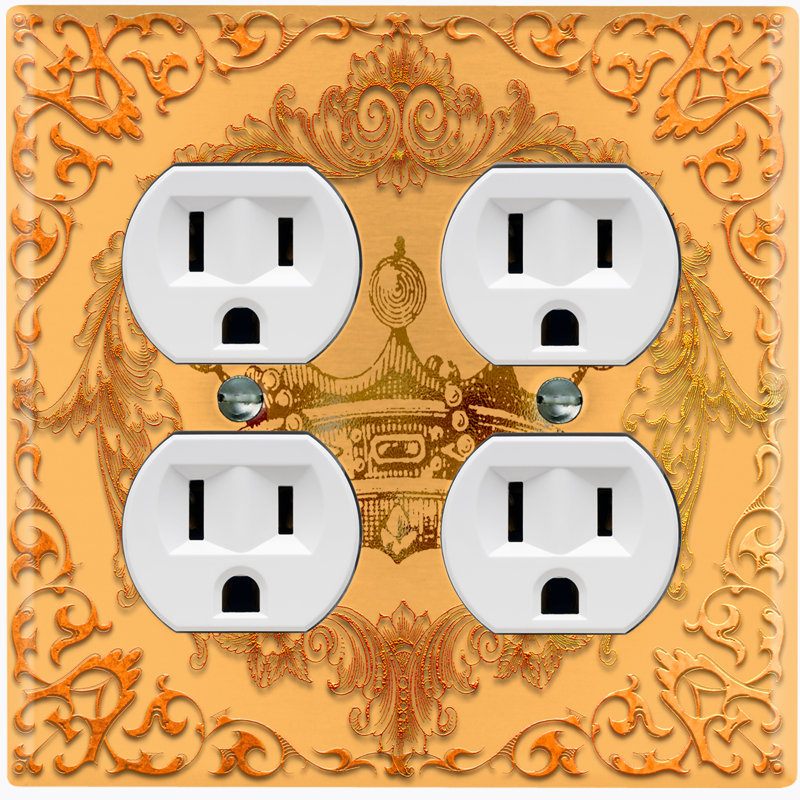 Patterned 2 - Gang Toggle Light Switch Standard Wall Plate, Yellow/Orange