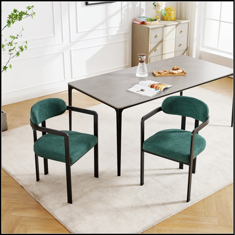 Ensemble de chaises de salle à manger rembourrées Mid-Century modernes et élégantes avec pieds en métal durables, Orange