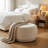 Round Velvet 28" Ottoman Ivory-1938924247
