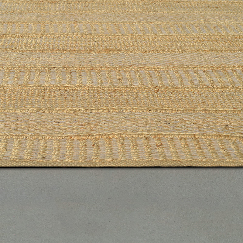 Tapis rayé tissé à la main Robert-Junior, Rectangle 8 pi x 10 pi