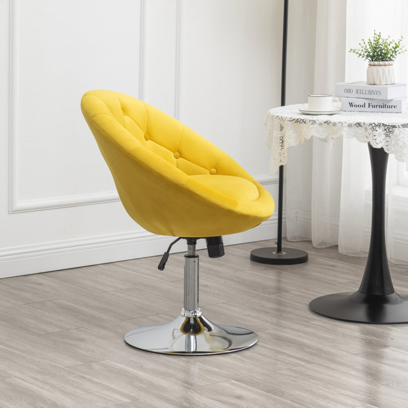 Fauteuil d'appoint pivotant en velours capitonné, jaune