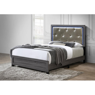 Gray Led Queen Bed