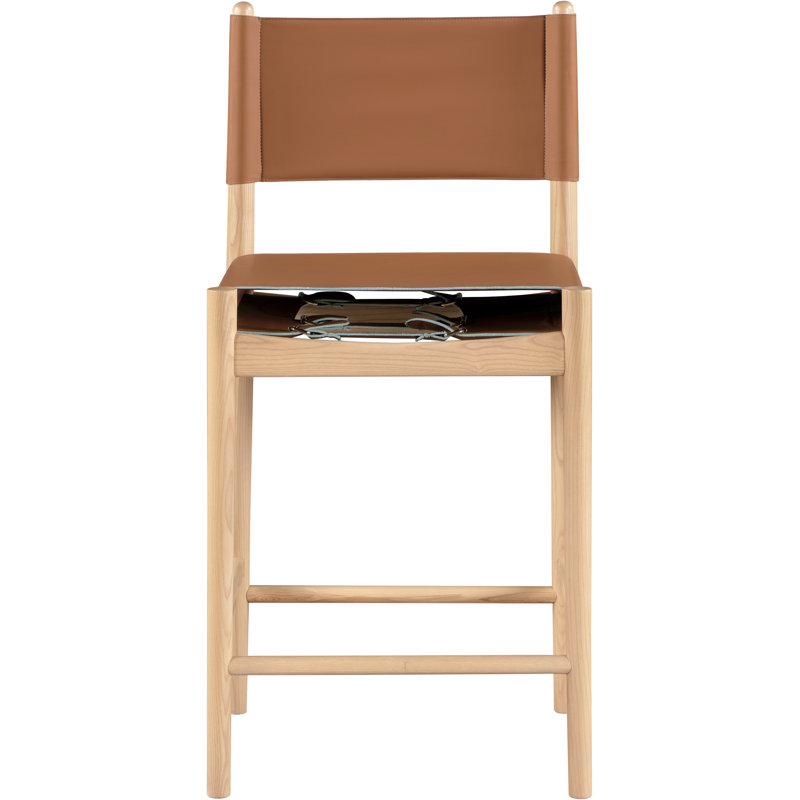 Tabouret de bar Rawlins, Cuir cognac végétalien, Naturel