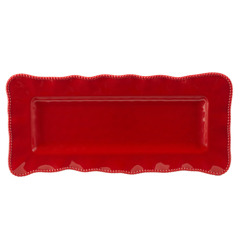 Perlette Red 2pc Platter Set - Rect 19" x 9 Oval 18" x 13.5