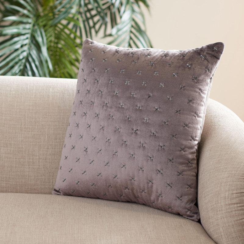 Deana Square Pillow Cover & Insert, Light Gray