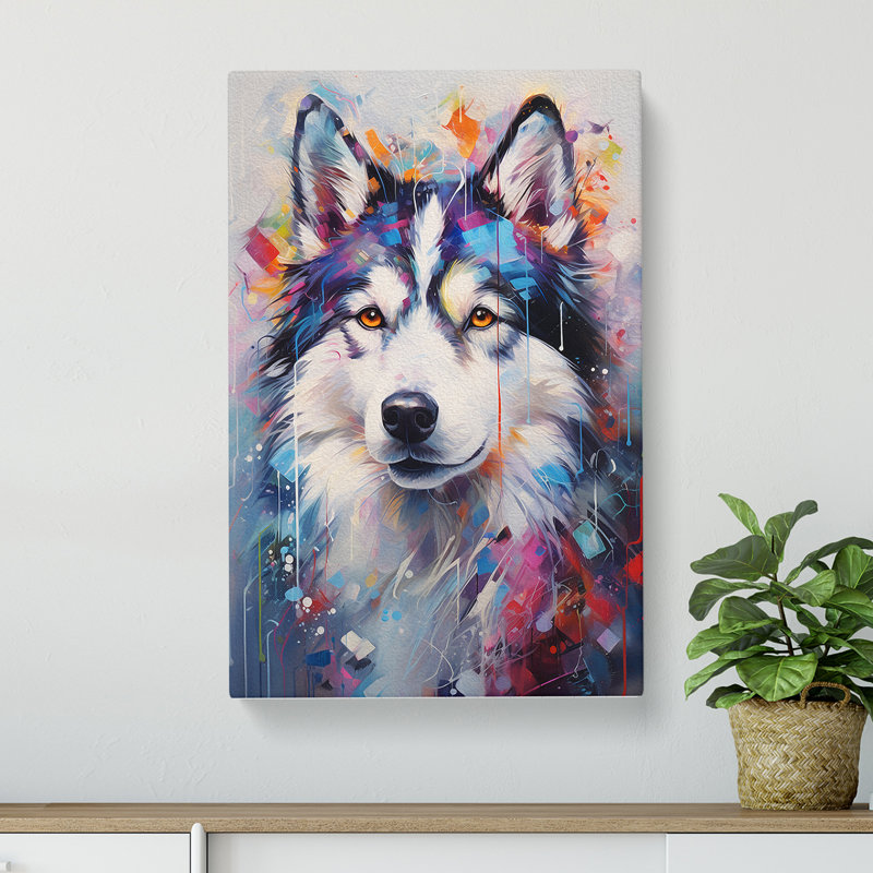 Husky Informel No.3 - Wrapped Canvas, 76cm H x 50cm W x 3cm D