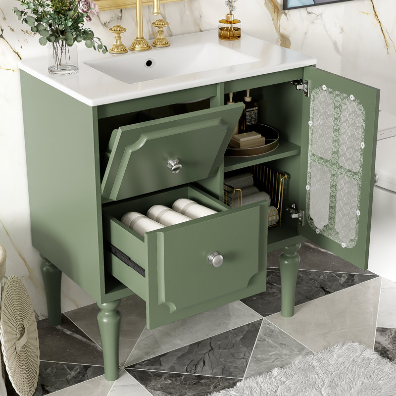 Meuble-lavabo autoportant avec 2 tiroirs 30 po