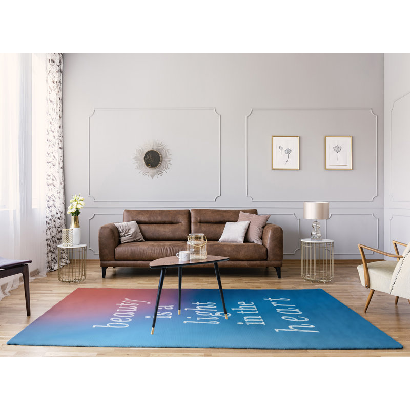 Tapis en polyester à citation inspiration multicolore, Rectangle 5 pi x 7 pi