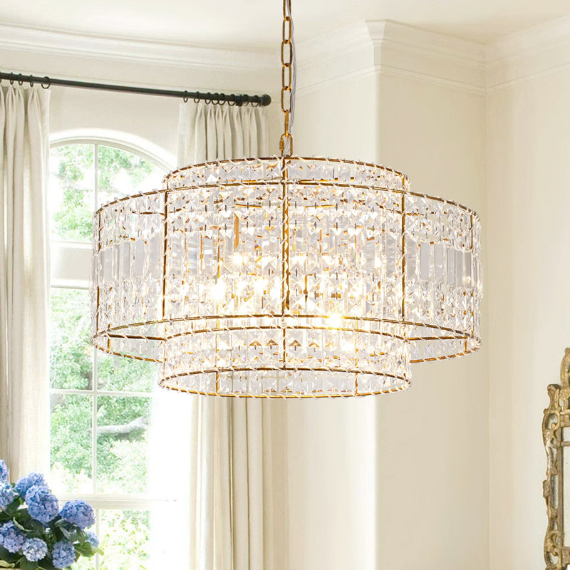 Lustre tambour en cristal 5 lumières
