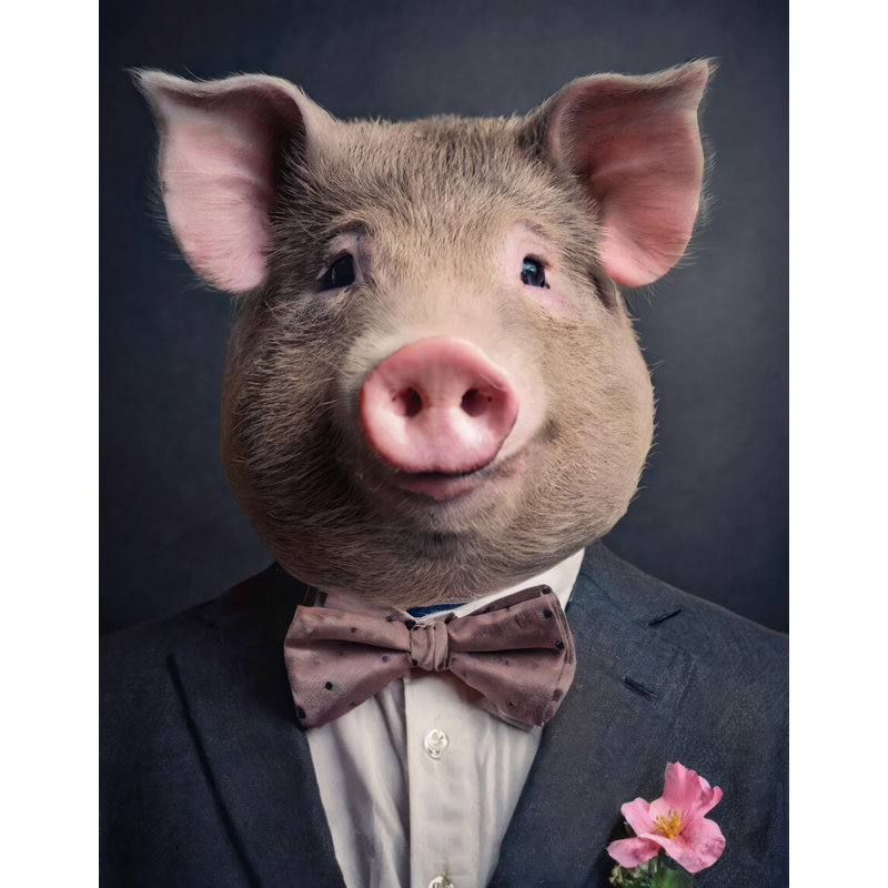 «Cochon» sur toile, H 24 po x l 20 po