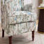 Chaise d'appoint moderne avec pieds en bois rétro, fauteuil rembourré confortable, canapé simple à motif floral pour le bureau de la chambre à coucher - Oiseau bleu floral