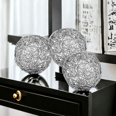 3278 4"D Silver Wire Spheres - Box of 2