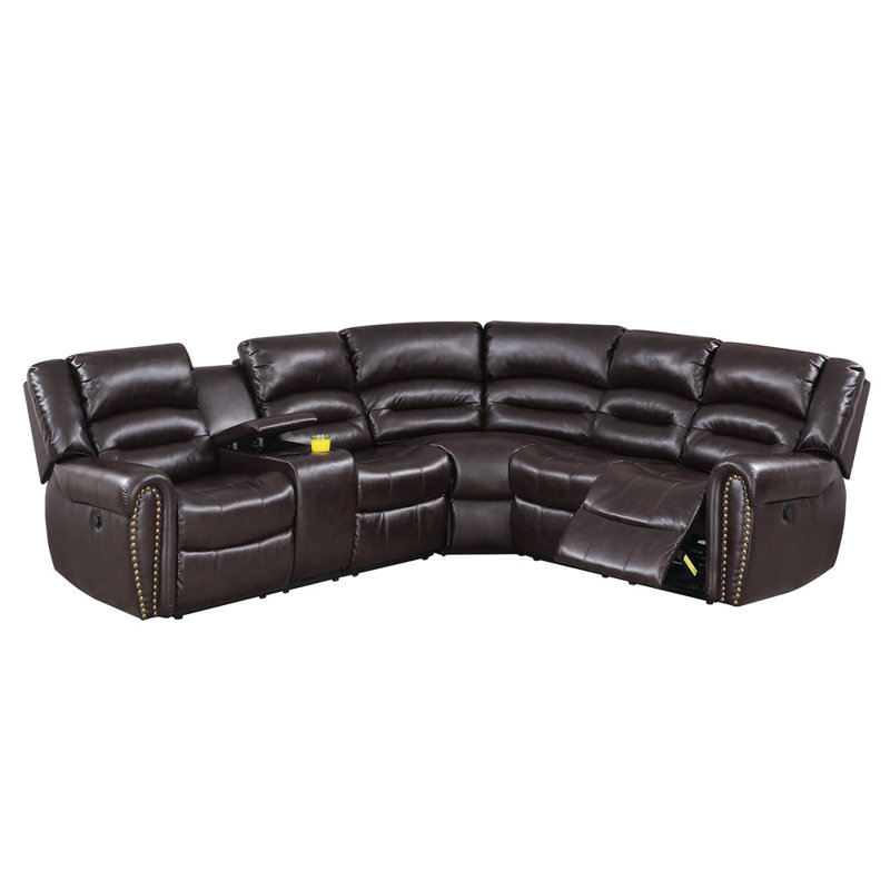 Mandalay Faux Leather Reclining L-Shaped Sectional Symmetrical
