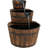Wood Barrel Weather-Resistant Brown 3-Tier Outdoor Water Fountain