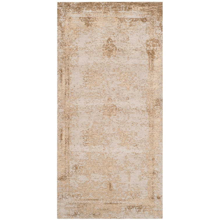 Tapis oriental en coton brun foncé Lyniya