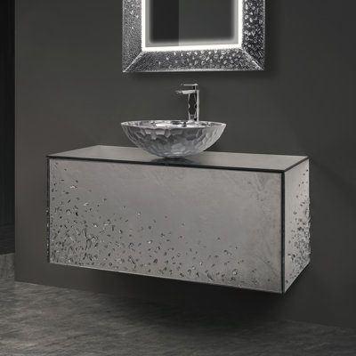 Meuble-lavabo mural de luxe en cristal