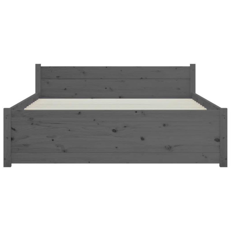 Bed Frame Solid Wood, Grey, Double (4'6)