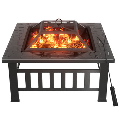 Digna Square Iron Smokeless Fire Pit with Lid