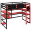 Lit mezzanine en bois avec bureau, support de rangement latéral, tablettes multiples et lumière RVB-1723896254-1723896253