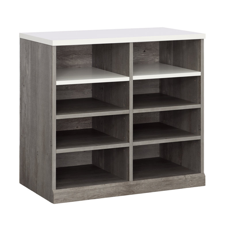 Armoire de rangement ouverte en bois avec tablettes réglables, brun